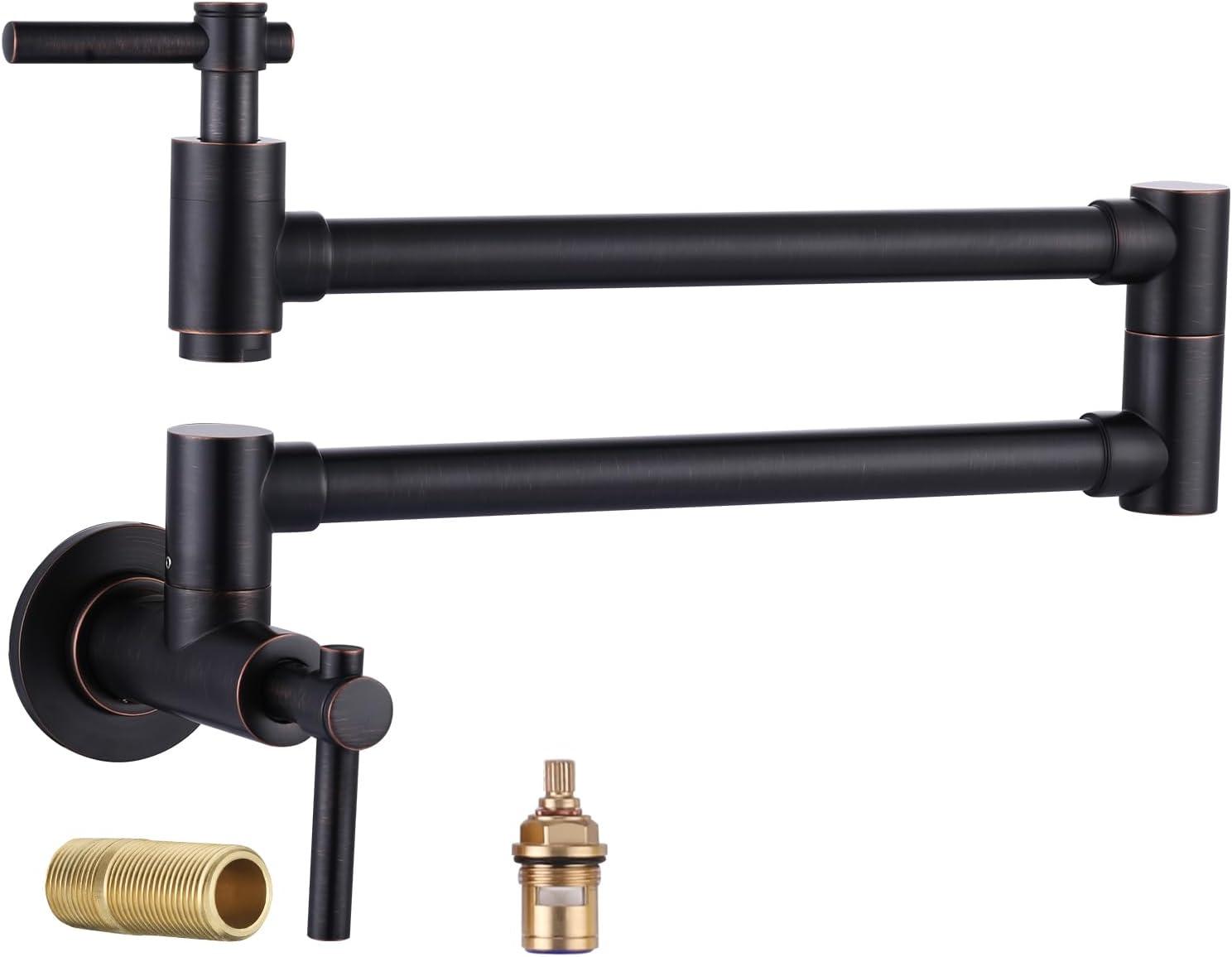 Oil Rubbed Bronze Wall Mount Pot Filler Faucet with Double Handles