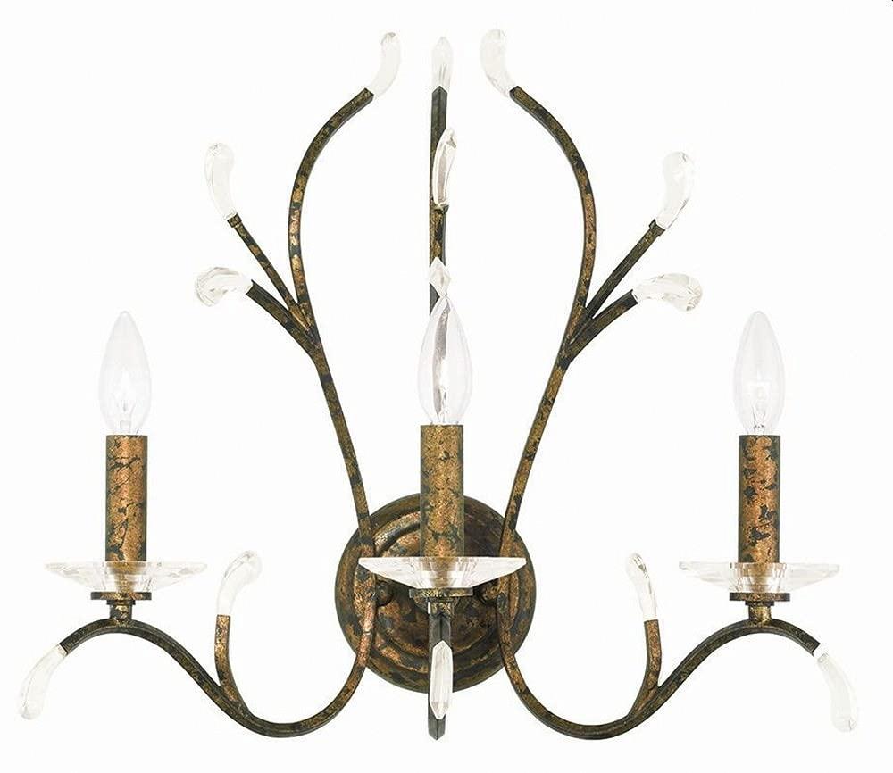 Serafina 3-Light Bronze Sconce with Clear Crystal Accents