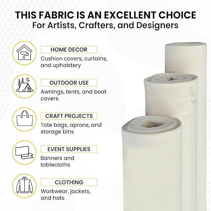 FabricLA Premium Duck Cloth Canvas Fabric lWide 2 Yards |