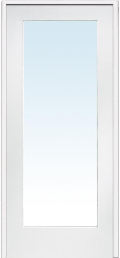 National Door Company ZZ09296L Primed MDF 1 Lite Clear Glass, Left Hand Prehung Interior Door, 30" x 80"