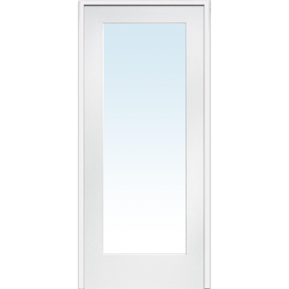 National Door Company ZZ09296L Primed MDF 1 Lite Clear Glass, Left Hand Prehung Interior Door, 30" x 80"