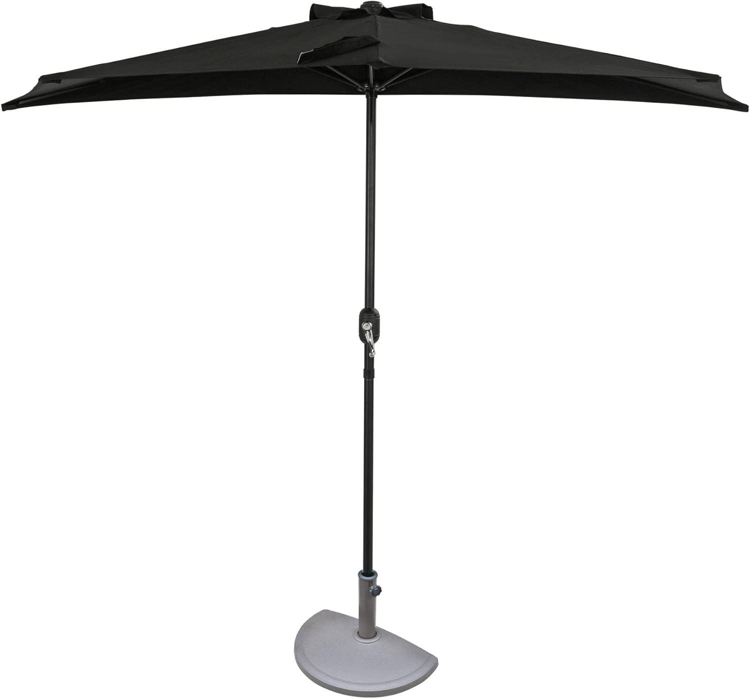 9' x 4.5' Lanai Half Patio Umbrella Black - Island Umbrella: Steel Frame, Water & UV Resistant