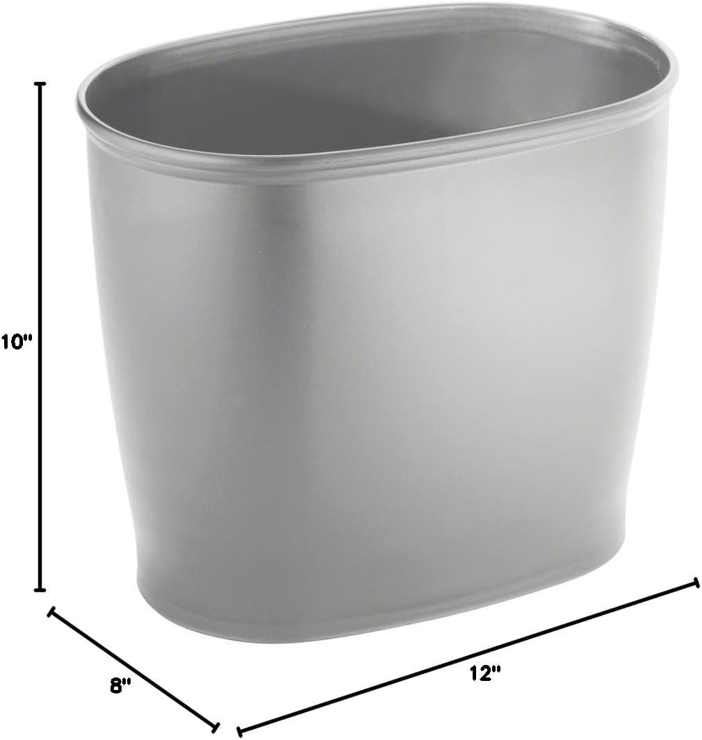 Silver Oval Plastic Wastebasket Trash Can