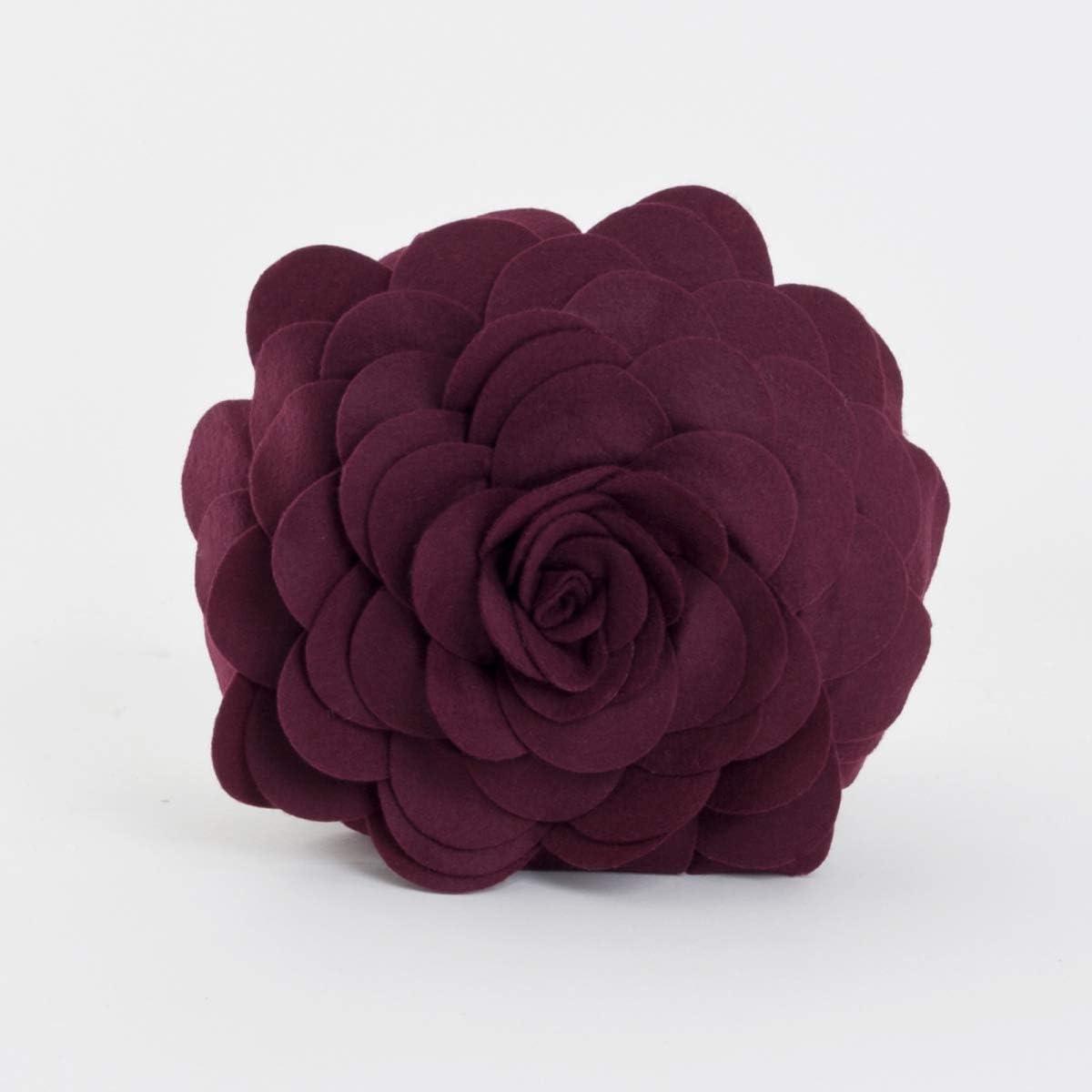 Flower Appliqued Felt Throw Pillow