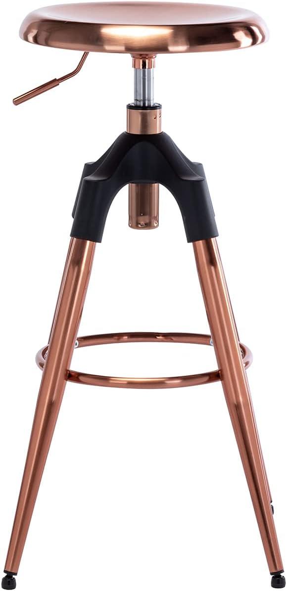 Brage Living 29-32.5 Inch Industrial Adjustable Bar Stool, Swivel Round Seat Metal Barstool with Legs, Backless Heavy Duty Airlift Bar Chair for Kitchen Dining Pub Cafe (Black)