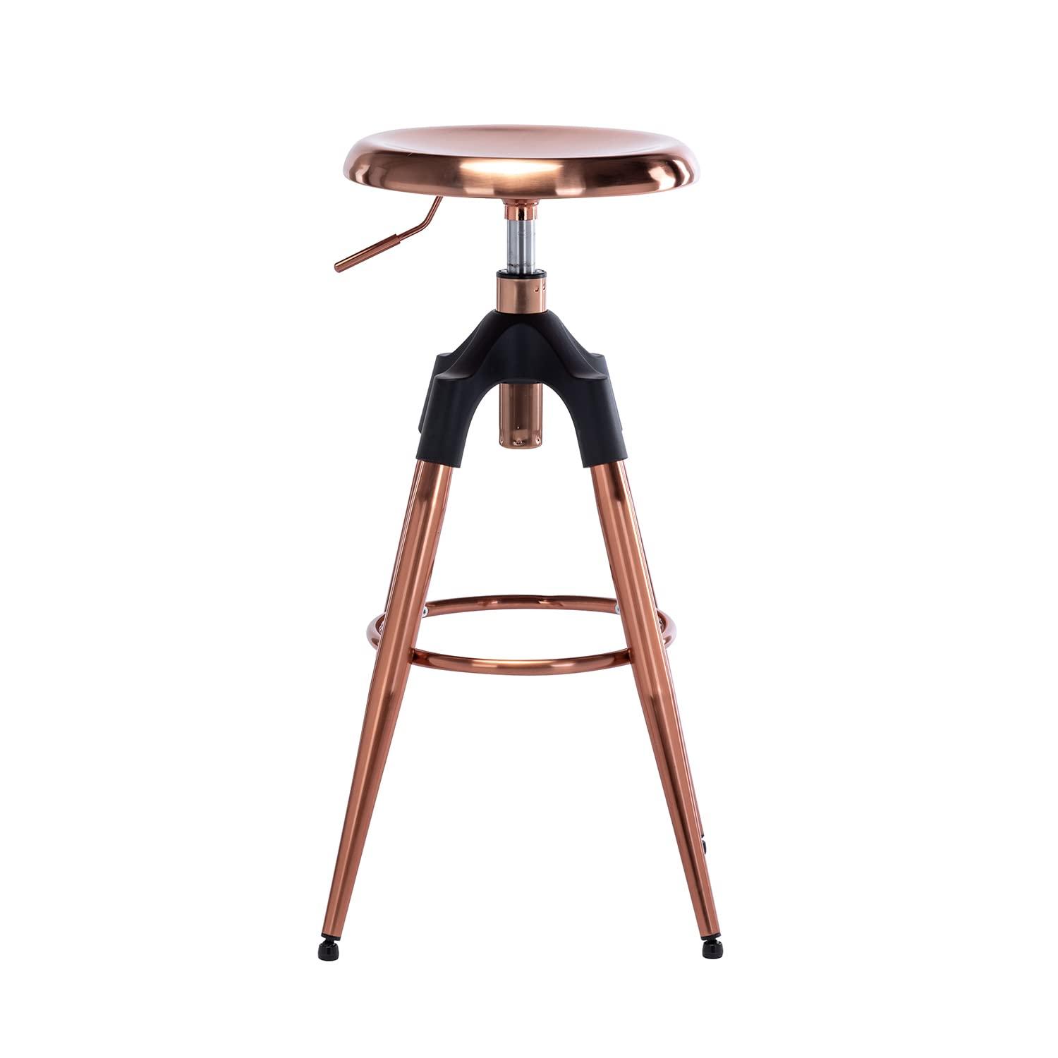 Brage Living 29-32.5 Inch Industrial Adjustable Bar Stool, Swivel Round Seat Metal Barstool with Legs, Backless Heavy Duty Airlift Bar Chair for Kitchen Dining Pub Cafe (Black)