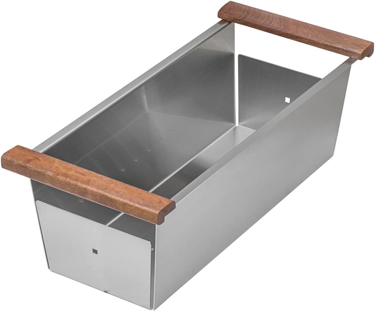 Ruvati Workstation Sink Replacement Colander Stainless Steel with Wooden Handles