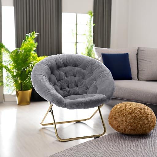 Milliard Cozy Faux Fur Saucer Chair X-Large, Gray
