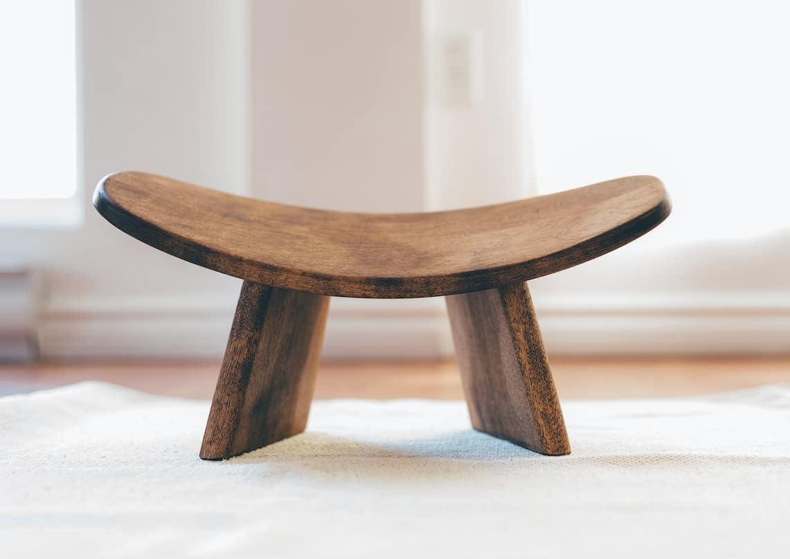 Meditation Bench IKUKO Original, Portable Version with Bag, Locally Handmade Wooden Kneeling Ergonomic Seiza Seat, Prana Yoga - 2 Colors, 3 Height Sizes
