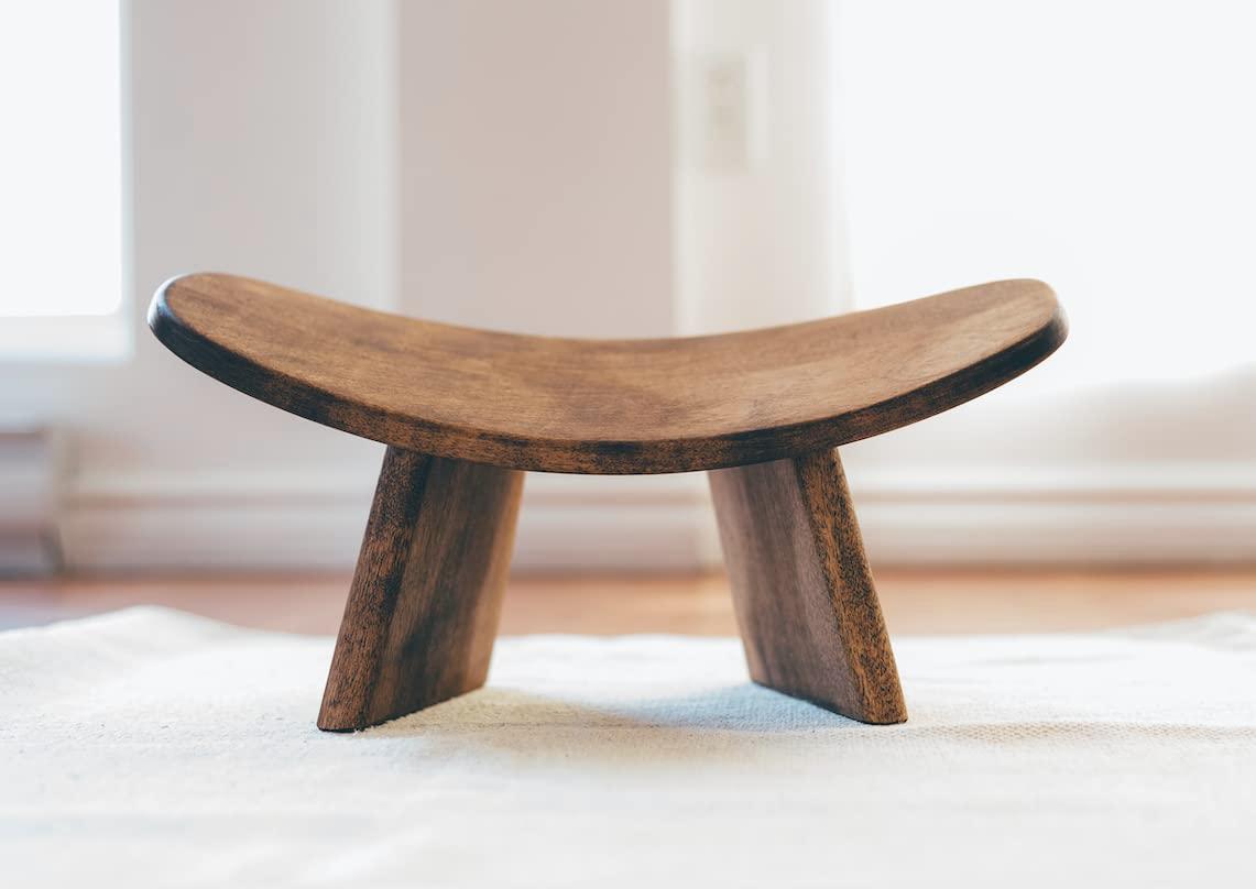 Meditation Bench IKUKO Original, Portable Version with Bag, Locally Handmade Wooden Kneeling Ergonomic Seiza Seat, Prana Yoga - 2 Colors, 3 Height Sizes