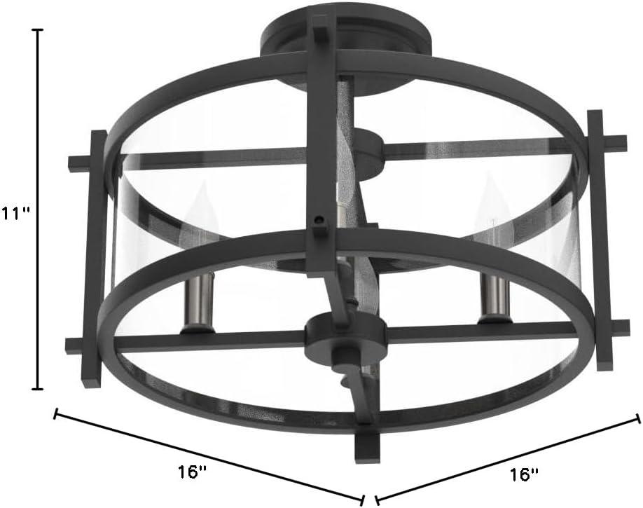 Generation Lighting Ethan 16 1/2" Iron and Glass Round Ceiling Light
