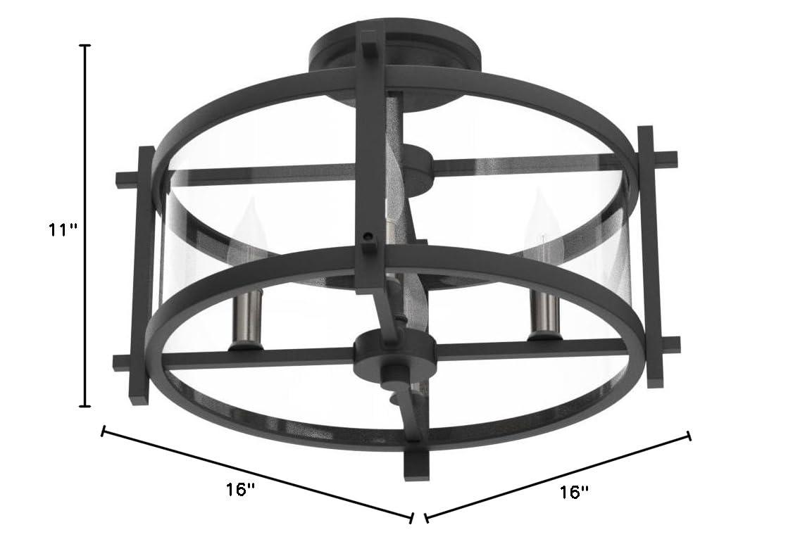 Generation Lighting Ethan 16 1/2" Iron and Glass Round Ceiling Light