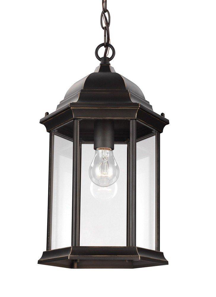 Antique Bronze Classic Lantern Outdoor Pendant with Clear Glass