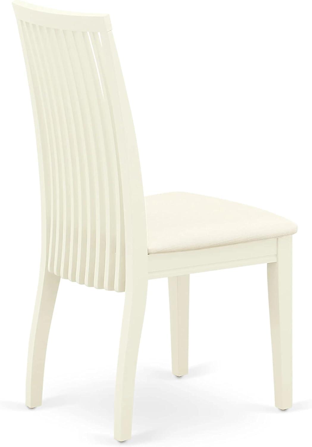 Linen White Upholstered Wood Slat Back Dining Chairs - Set of 2