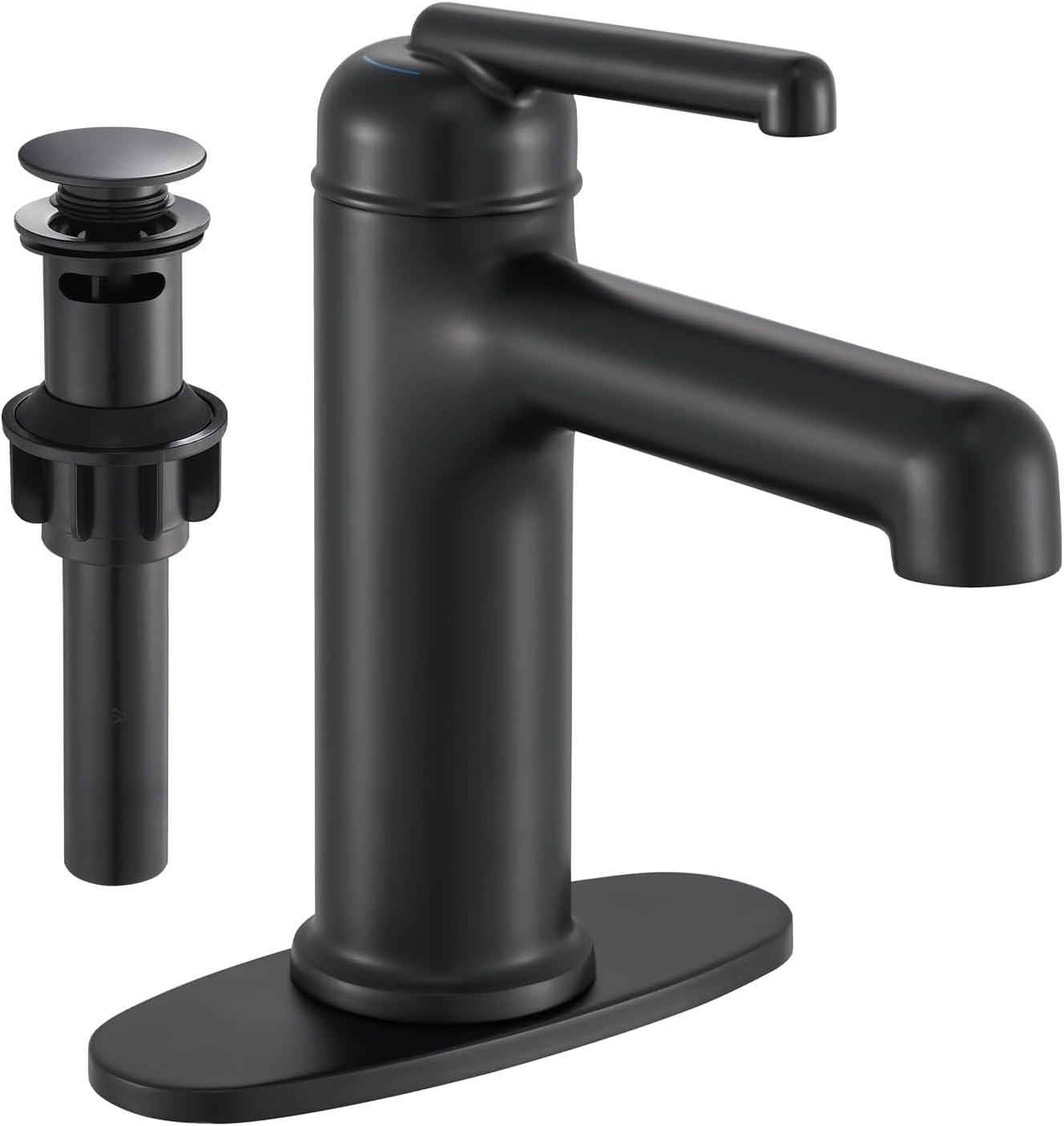 Matte Black Single Handle Brass Bathroom Faucet