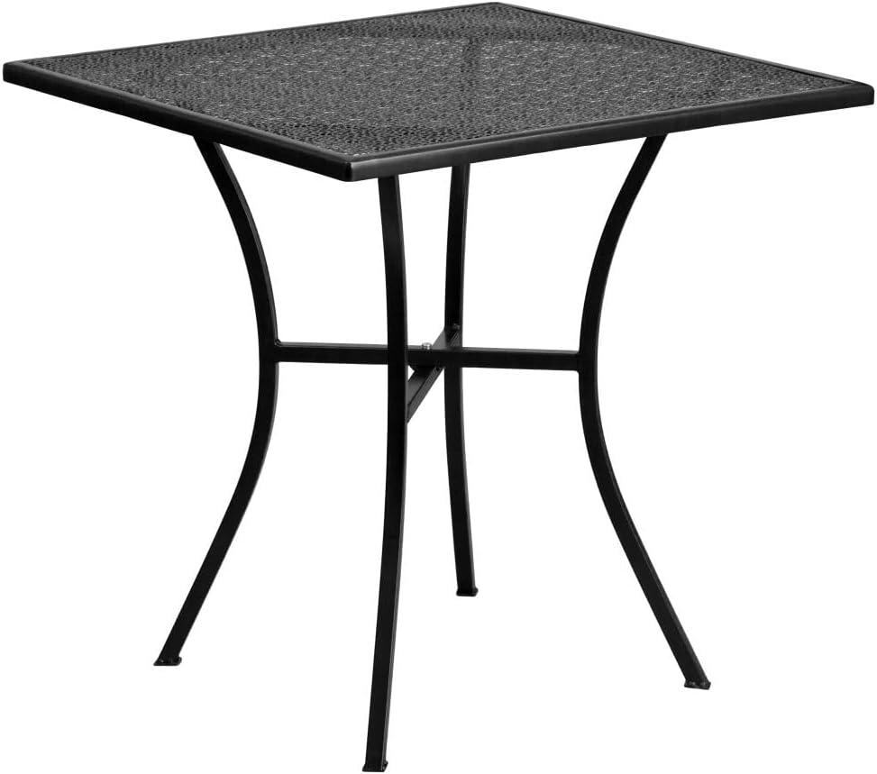 Commercial Grade 28" Square Indoor-Outdoor Steel Patio Table Set with 4 Round Back Chairs