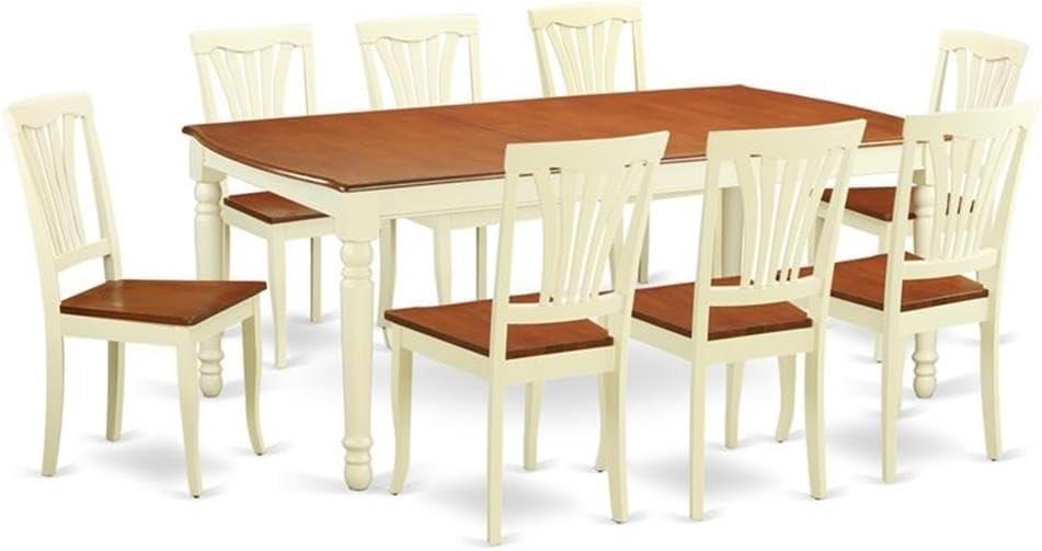 Buttermilk and Cherry 9-Piece Rubberwood Dining Set with Extension Table