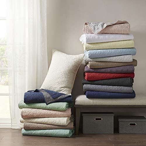 Madison Park 3pc Full/Queen Vancouver Reversible Coverlet Set Seafoam: Lightweight, Machine Washable