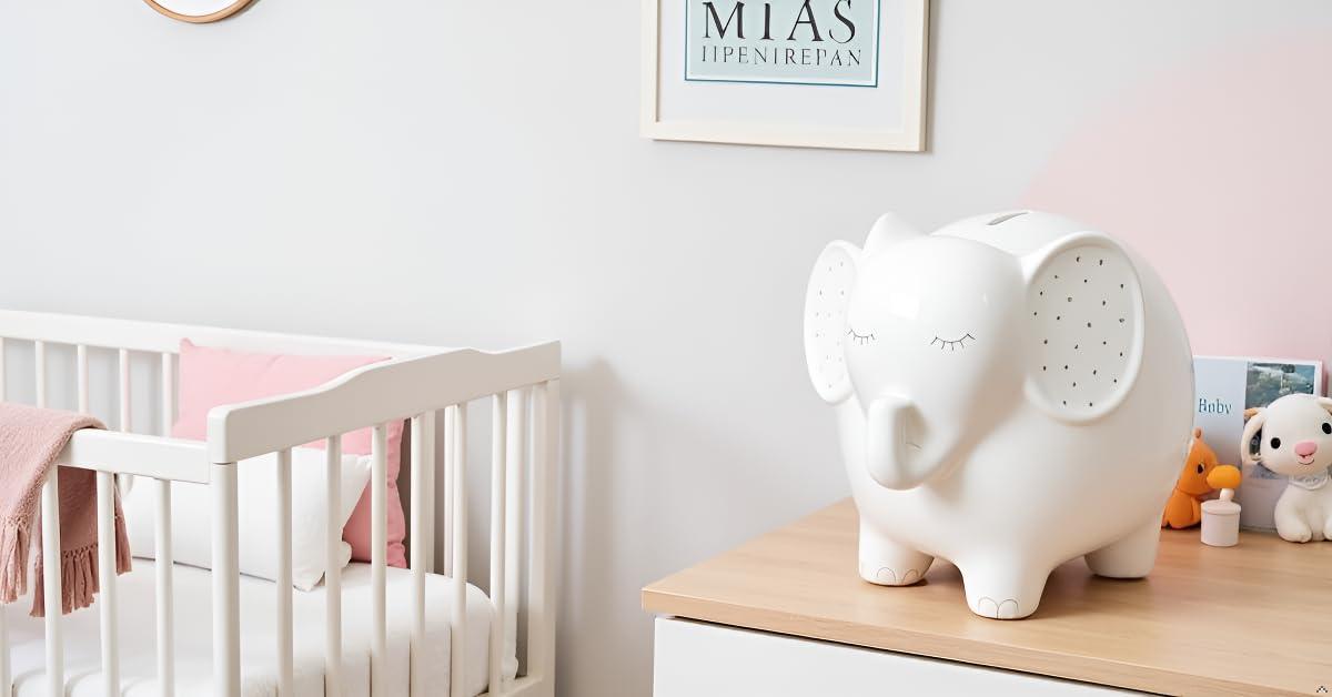 Pearhead Ceramic Elephant Bank - White