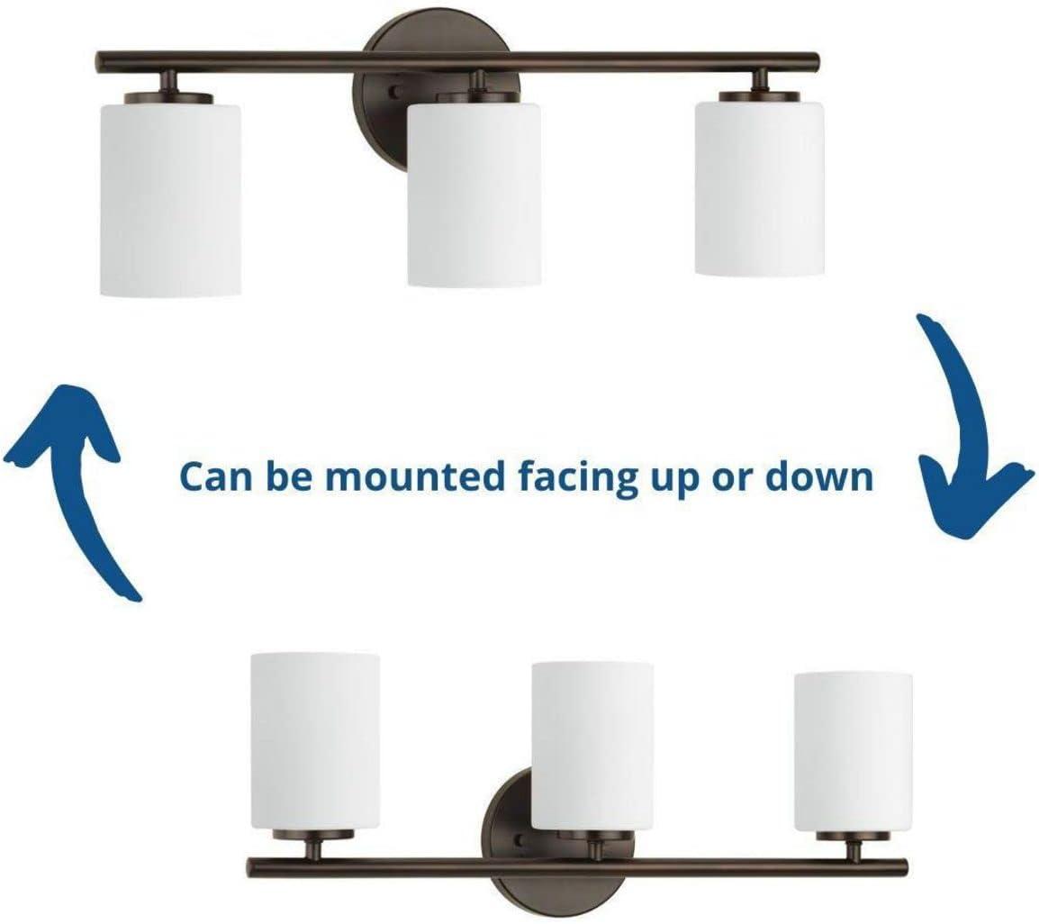Progress Lighting Replay 3-Light Bath Vanity, Antique Bronze, Porcelain, Up/Down Mounting, Shade Included