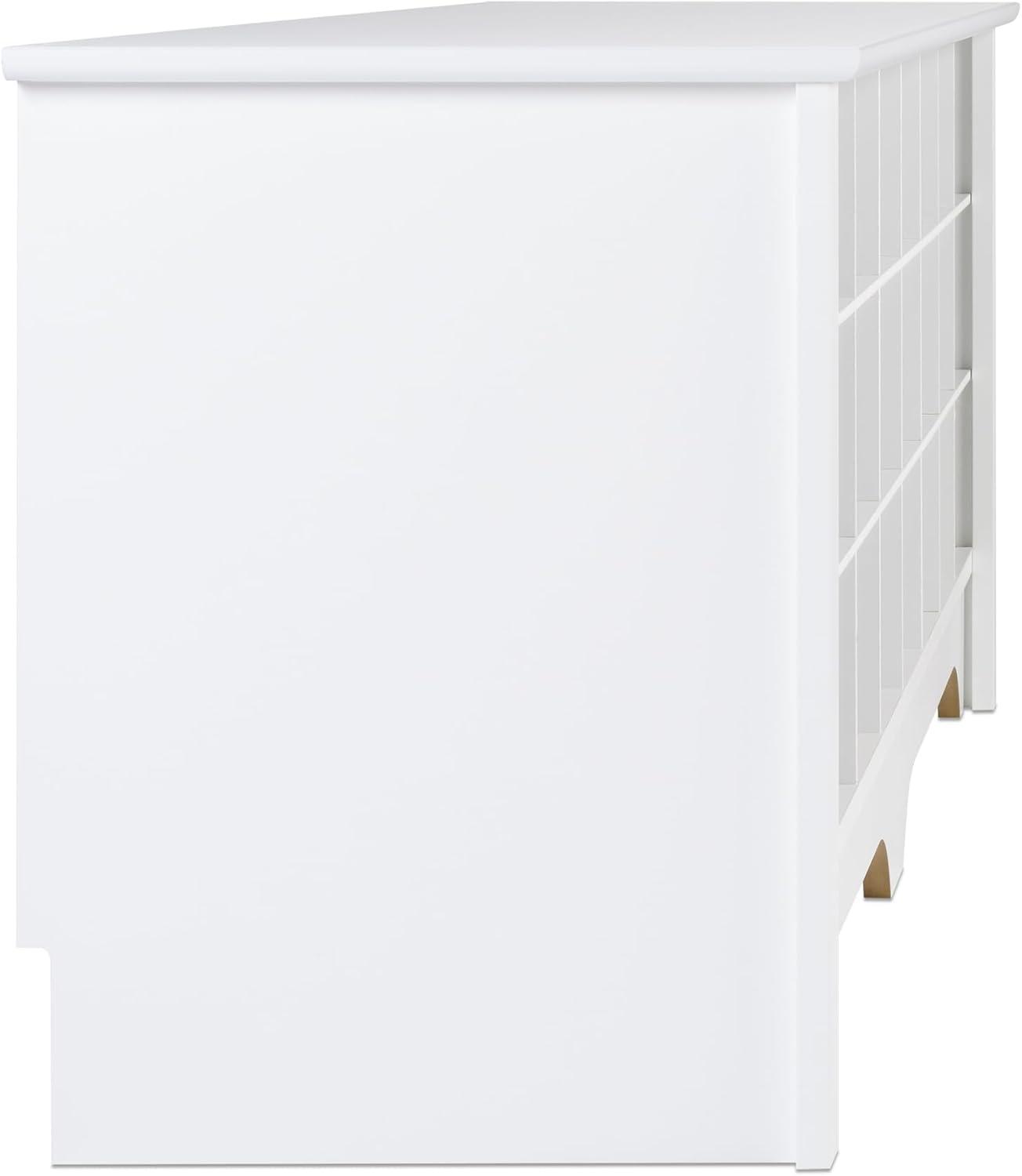 Elegant White Laminated Composite Wood 24-Shoe Cubby Bench