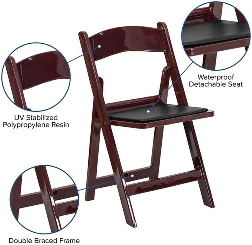 Flash Furniture Hercules Folding Chair - Red Mahogany Resin - 2 Pack 800LB Weight Capacity Comfortable Event Chair - Light Weight Folding Chair