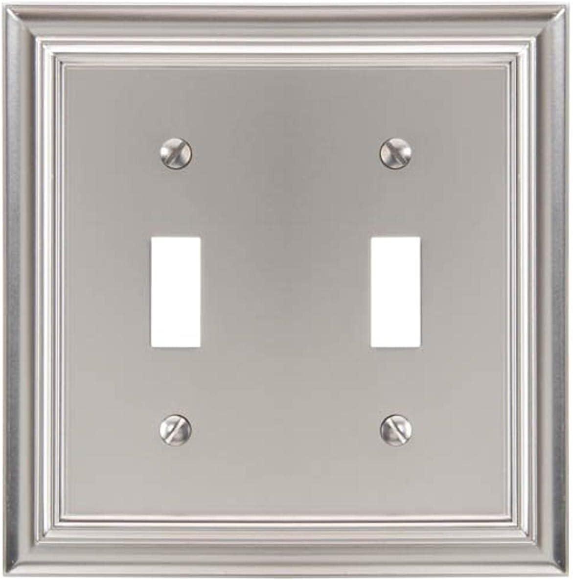 Amerelle 94TTN Continental Wallplate, 2 Toggle, Cast Metal, Satin Nickel, 1-Pack