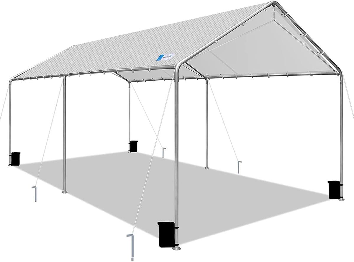 Quictent Heavy Duty Car 10' x 20' x 8.7 White Carport