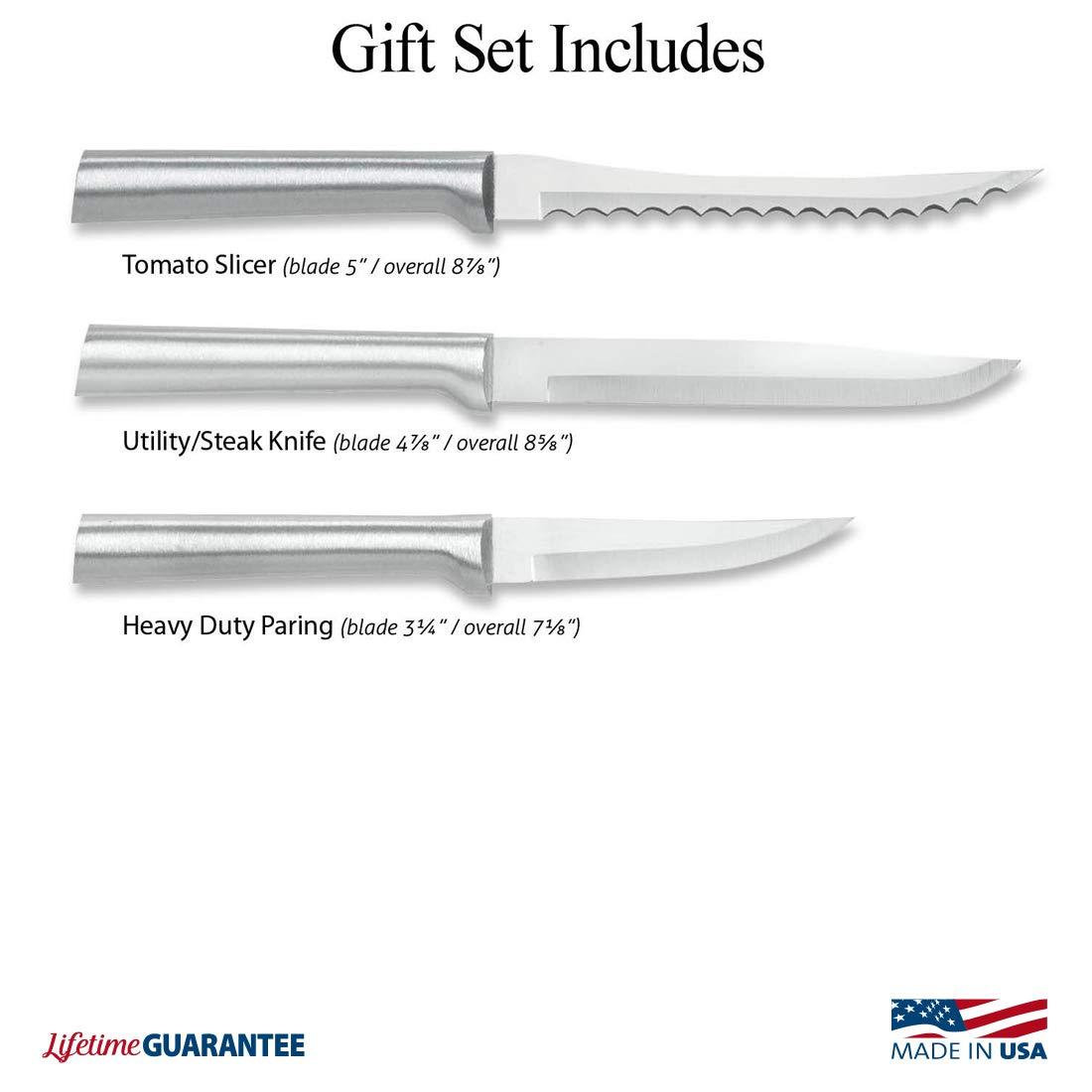 Rada Kitchen Knives Boxed Set, 3 Piece Cook’s Choice Gift Set, Heavy Duty Paring Knife, Utility/Steak Knife, and Tomato Slicer