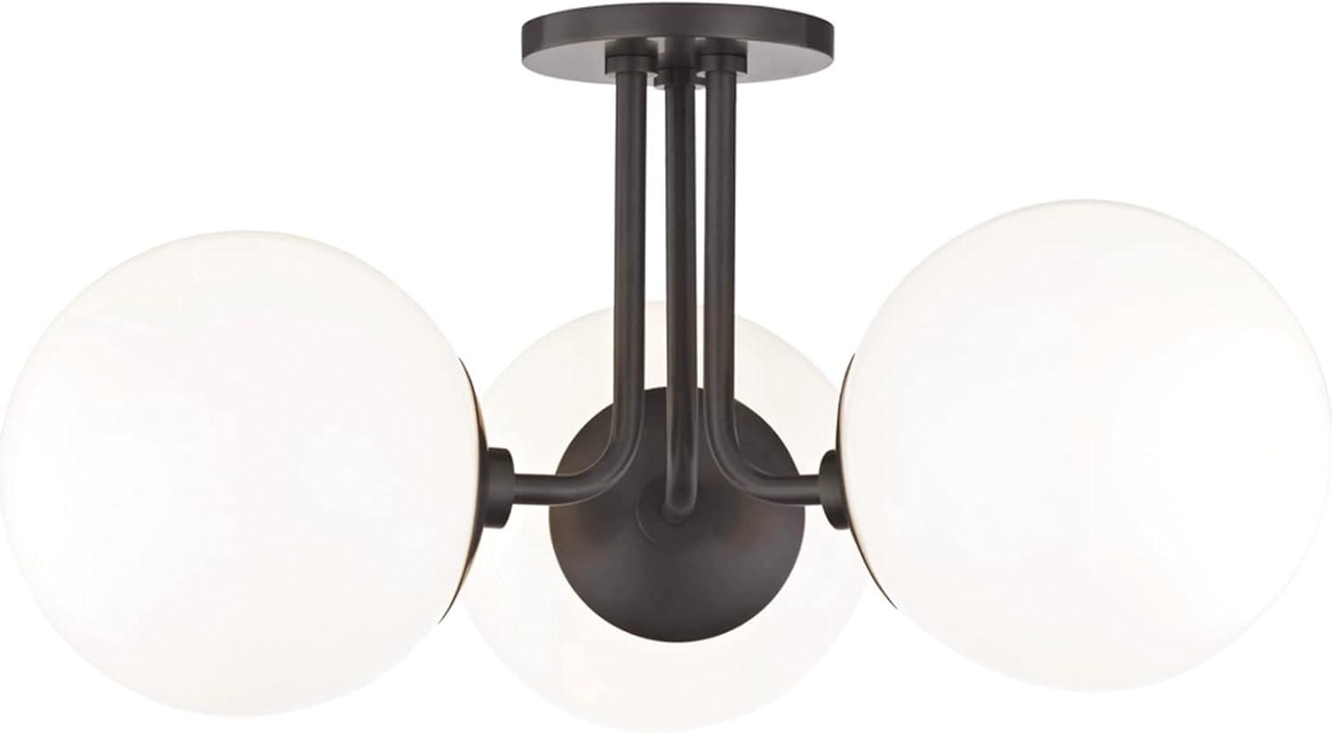 Mitzi Stella 3 - Light Semi-Flush Mount in  Old Bronze White Shade