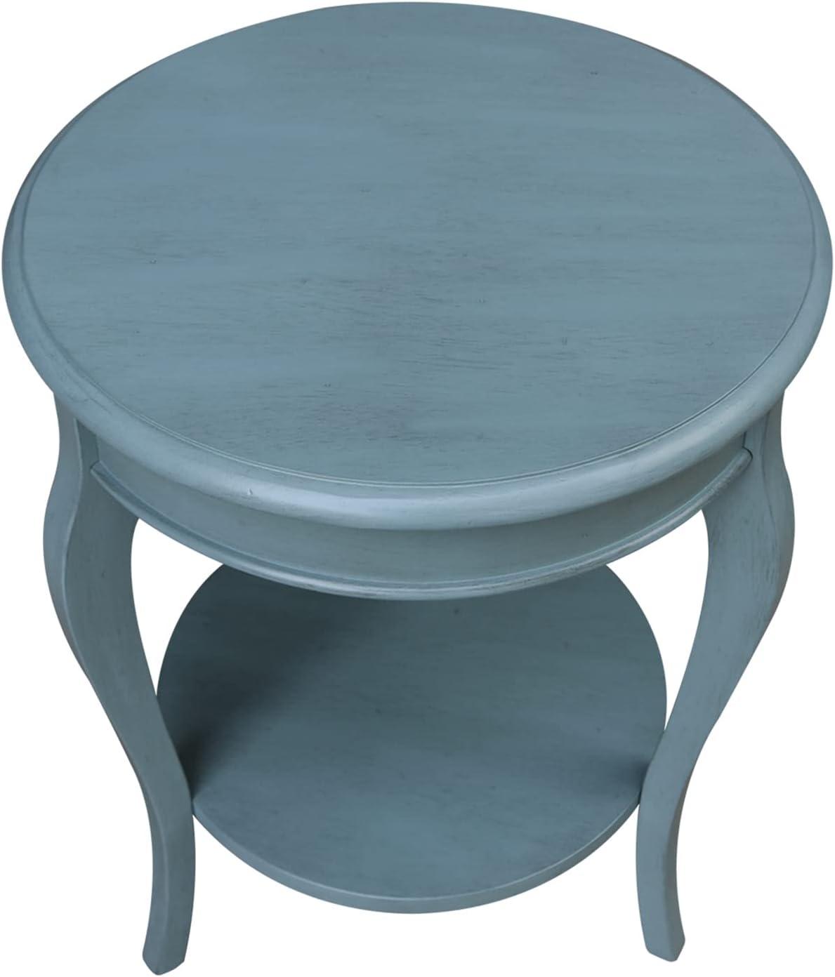 International Concepts Cambria Solid Wood Round End Table in Ocean Blue