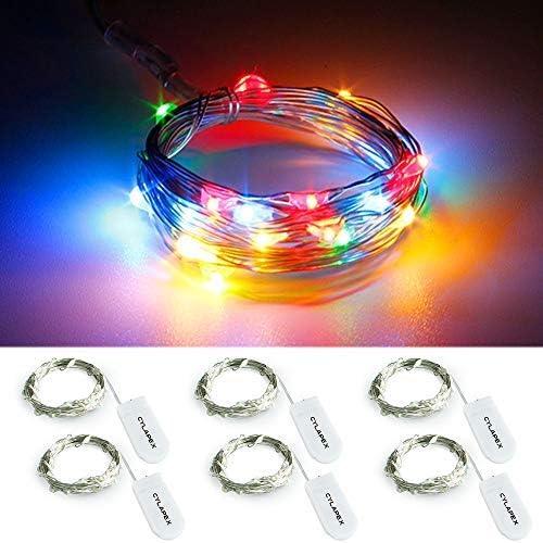 CYLAPEX 6 Pack Blue Fairy Lights Battery Operated Fairy String Lights Firefly Lights LED Starry String Lights 3.3ft 20 LEDs Silvery Copper Wire for Christmas DIY Decoration Costume Wedding Party