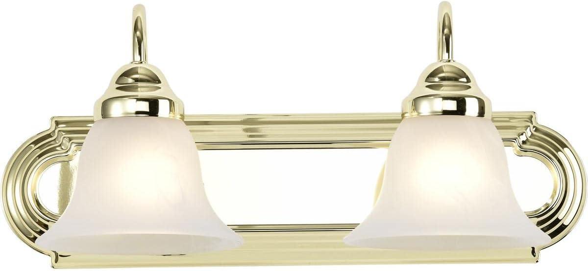 WIixle 60/328 Two Wall-Vanity Light Fixture, 2, Polished Brass/Alabaster Glass