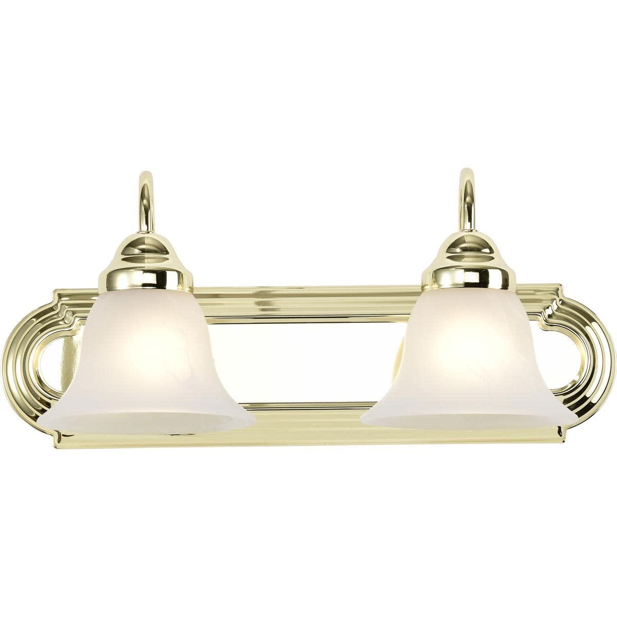 WIixle 60/328 Two Wall-Vanity Light Fixture, 2, Polished Brass/Alabaster Glass