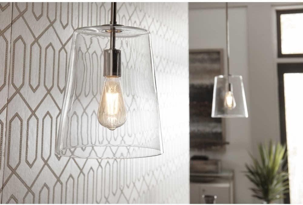 Progress Lighting, Clarion, 1-Light Pendant, Matte Black, Clear Glass Shade