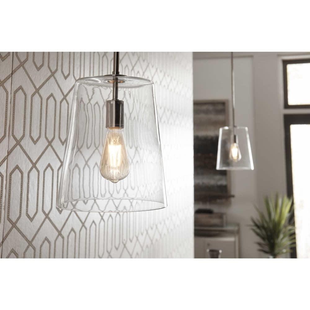 Progress Lighting, Clarion, 1-Light Pendant, Matte Black, Clear Glass Shade