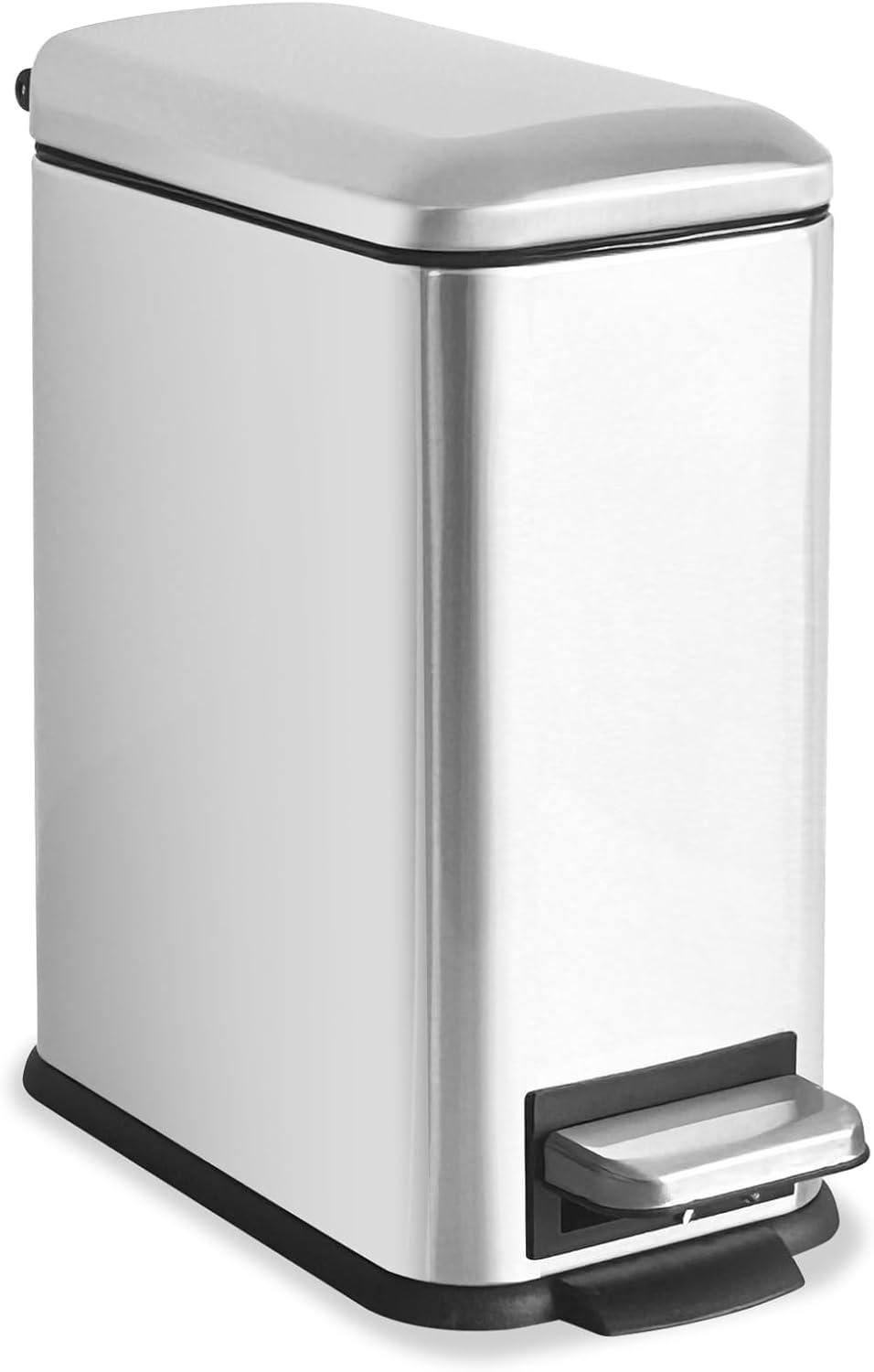 FDW Bathroom Trash Can With A Lid 1.3 Gallon  (5 L) Small Trash Bin Step Pedal Garbage Can With Removable Bucket Slim For Small Spaces For Bathroom,Bedroom,Kitchen,Office