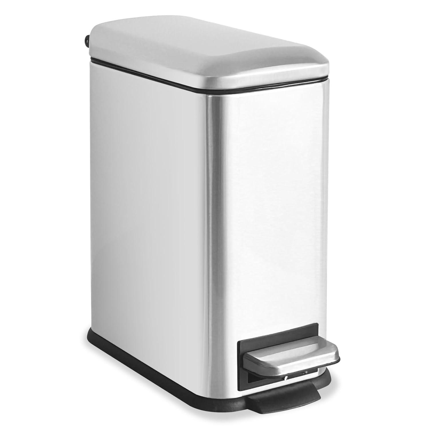 FDW Bathroom Trash Can With A Lid 1.3 Gallon  (5 L) Small Trash Bin Step Pedal Garbage Can With Removable Bucket Slim For Small Spaces For Bathroom,Bedroom,Kitchen,Office