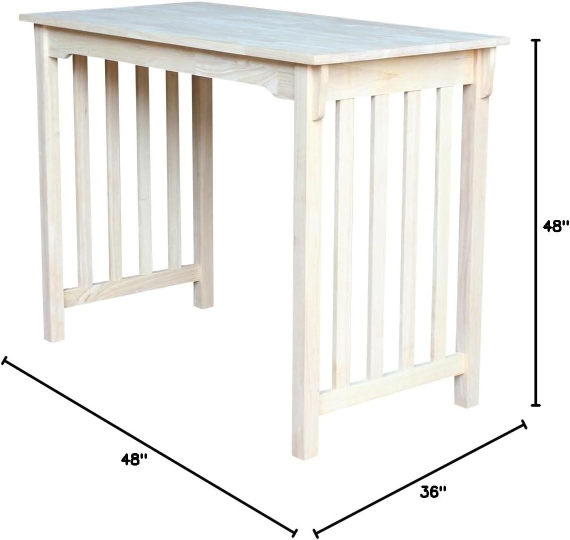 Mission Counter Height Table Unfinished - International Concepts: Solid Wood, 36" High, 48" Length