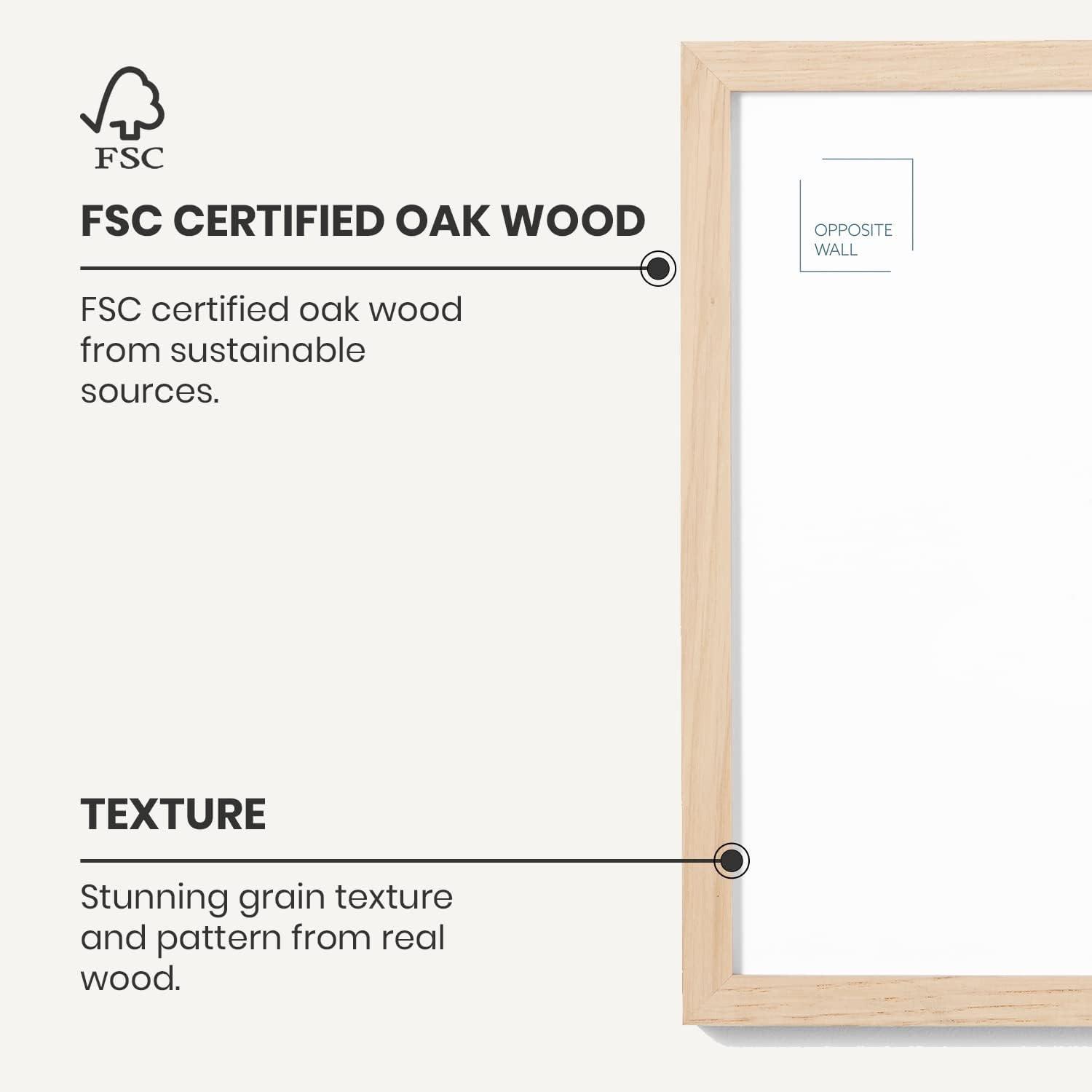 Opposite Wall - 12x18 in - Natural Solid Oak Wood Picture Frame - Lightweight, Versatile & Shatterproof - Wall Hanging Poster or Photo Frame - Wall Decor for Office, Gallery & Home