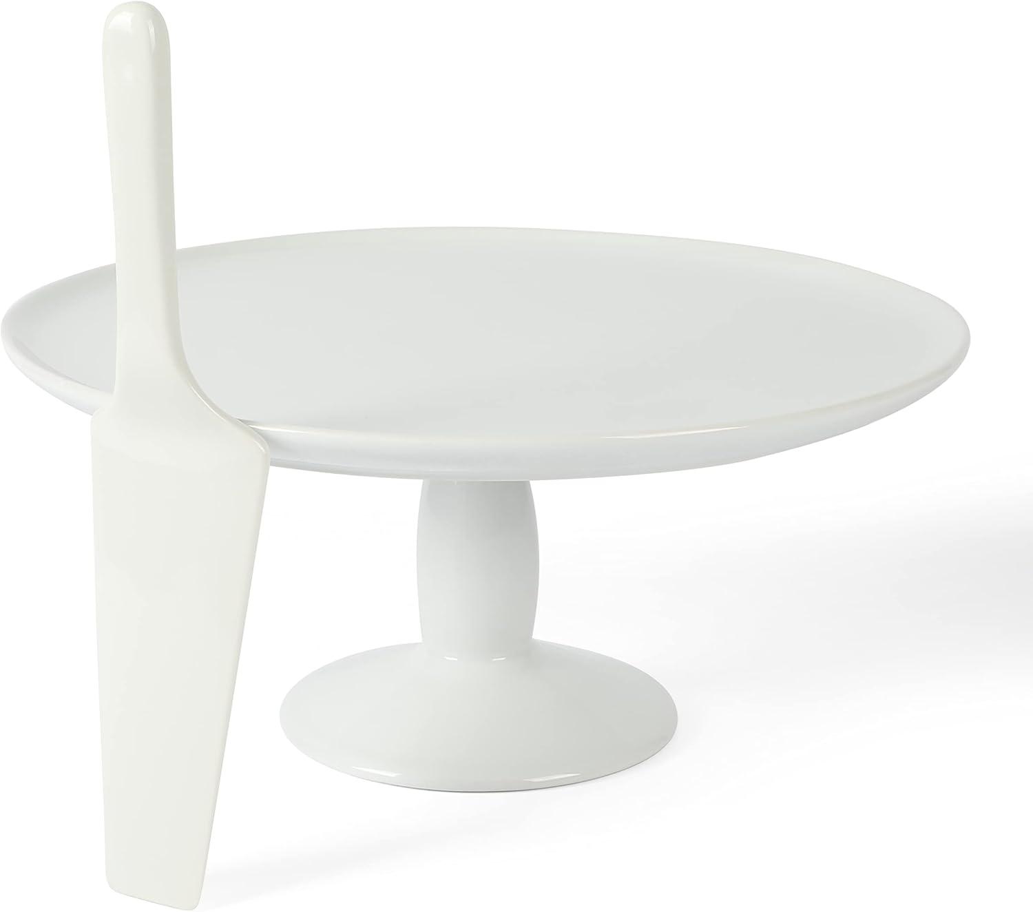 Martha Stewart 12" x 5.7" Stoneware Cake Stand W/ Server - White