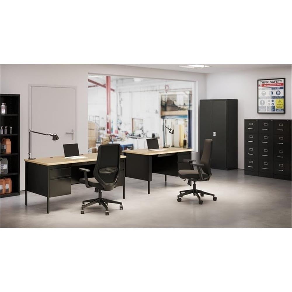Scranton 4 Drawer 22" Deep Letter File Cabinet in Black, Fully Assembled