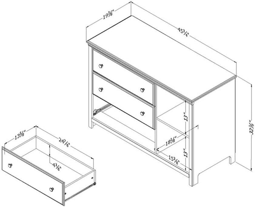 Cotton Candy 3-Drawer Dresser with Storage Baskets