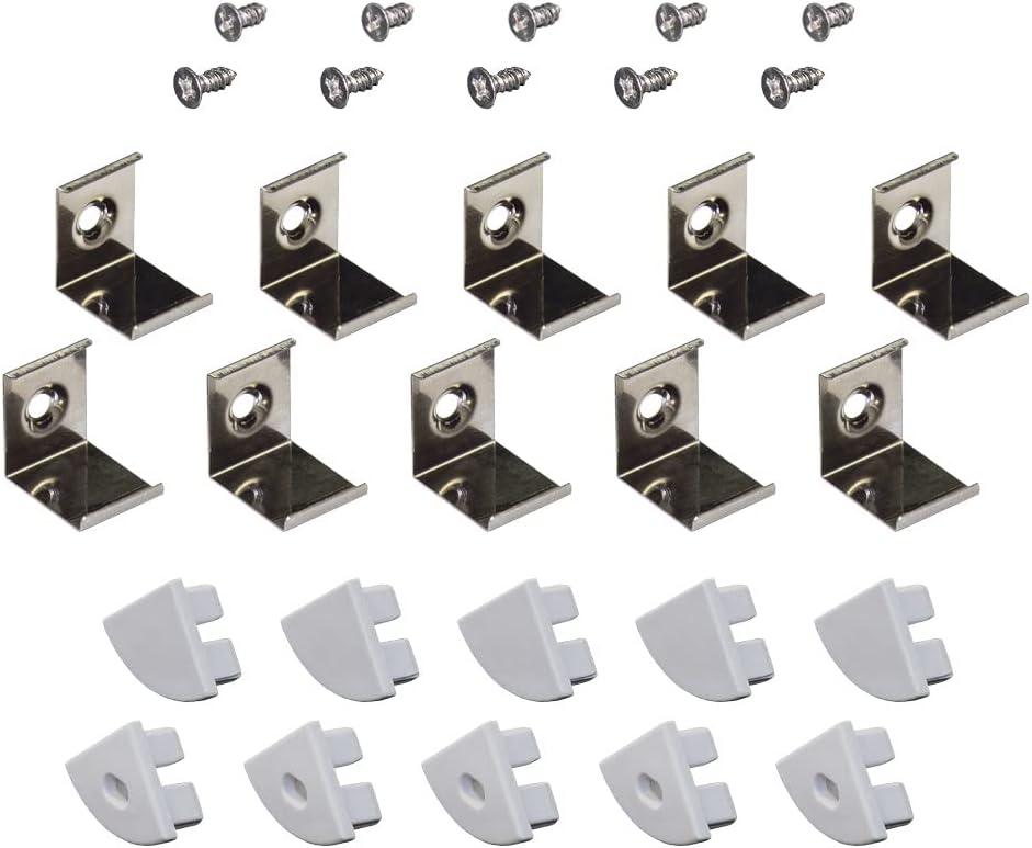 Accessory Packs for LED Tape Light Mounting Channels, Corner Mount, Grey