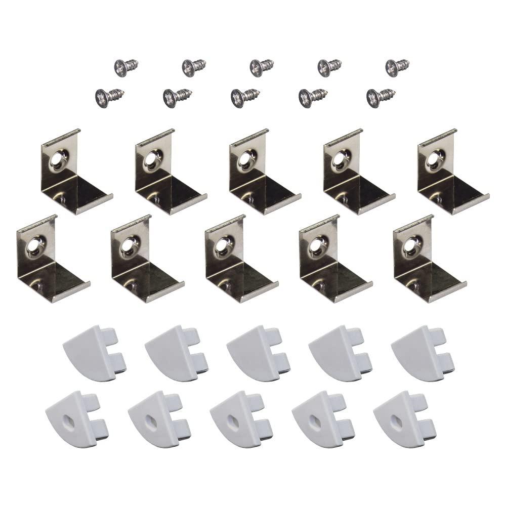 Accessory Packs for LED Tape Light Mounting Channels, Corner Mount, Grey