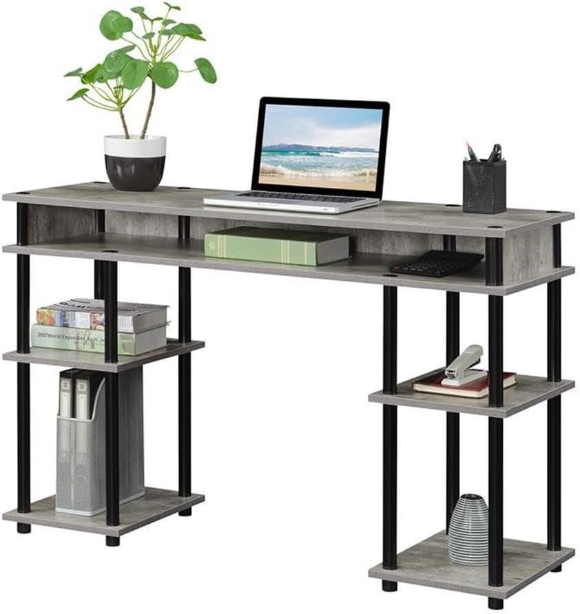 Convenience Concepts Designs2Go 30" Tall No Tools Student Desk with Shelves, Faux Birch/Black