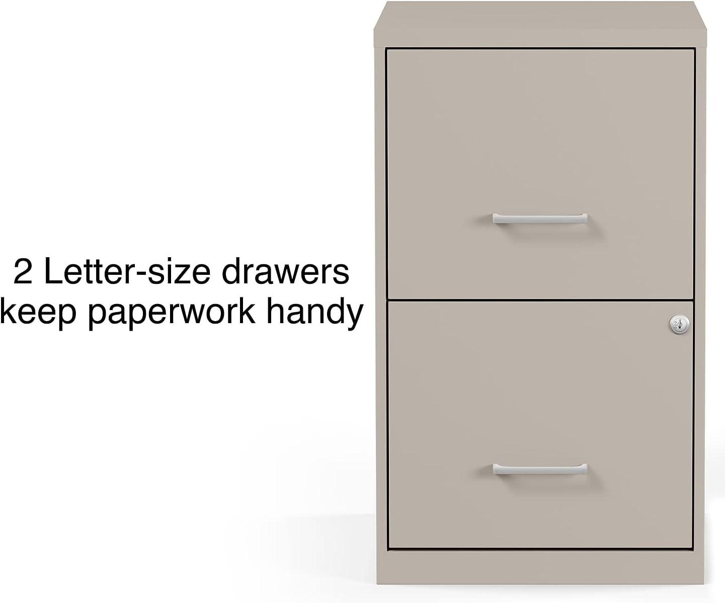 MyOfficeInnovations 2-Drawer Vertical File Cabinet Locking Letter Putty/Beige 18"D 2806662