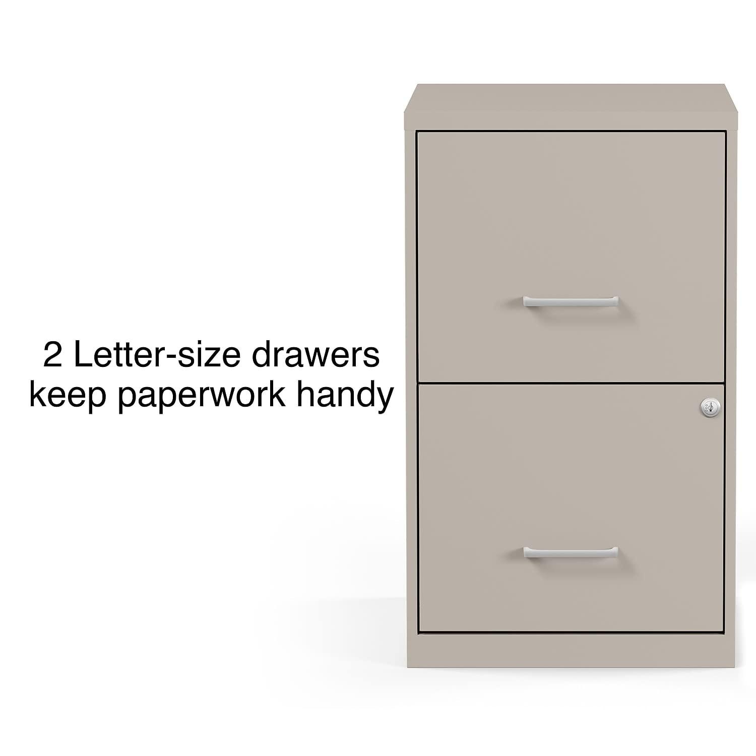 MyOfficeInnovations 2-Drawer Vertical File Cabinet Locking Letter Putty/Beige 18"D 2806662