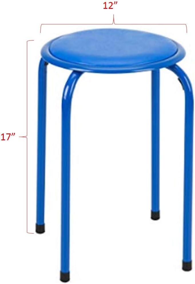 Fat Catalog Assorted Primary Color Metal Stack Stool with Padded Seat 17" seat height (5 Pack)
