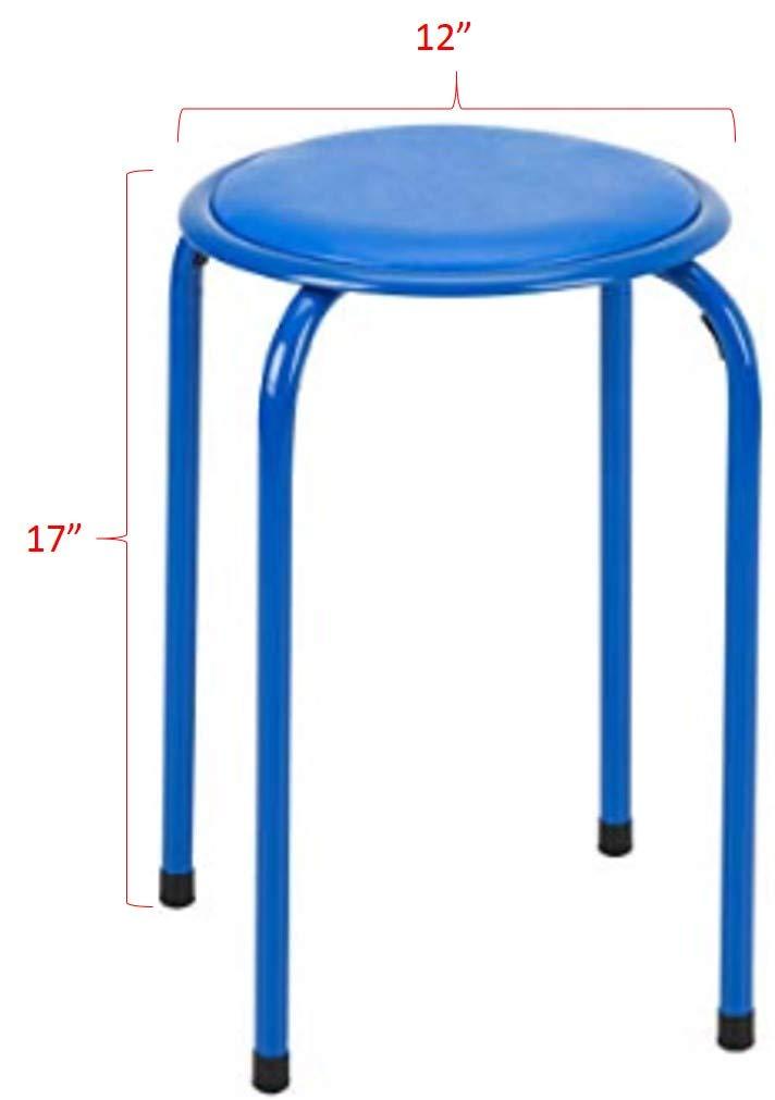 Fat Catalog Assorted Primary Color Metal Stack Stool with Padded Seat 17" seat height (5 Pack)